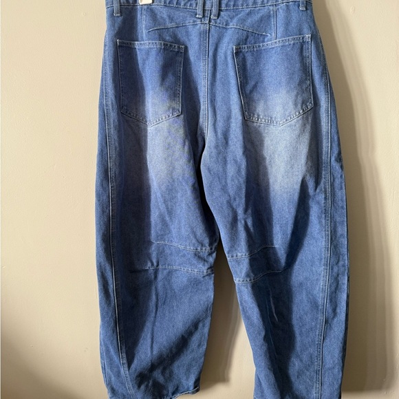 Y2K Wide Leg Cropped Jeans Light Wash Fashion Denim SEE MEASUREMENTS - Picture 4 of 5